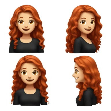 smiling girl with long red hair with black outfit sticker