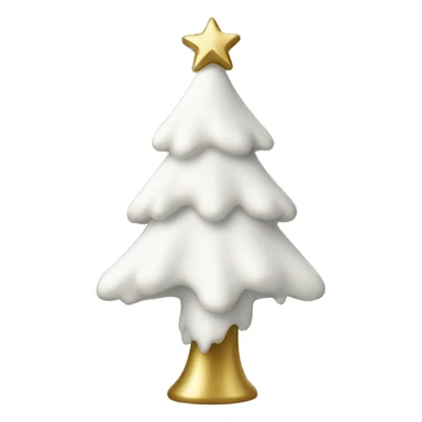 snow christmas tree with white and gold decorations sticker
