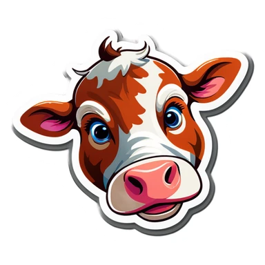 A cow with star eyes sticker