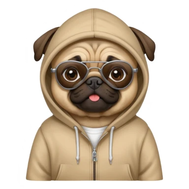 Pug with hoodie and sunglasses  sticker