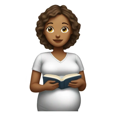 white pregnant woman with a book sticker