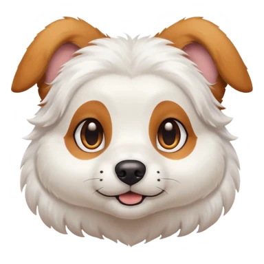 White dog with brown eyes and some long white body and white ears with brown spots curved on the sides sticker
