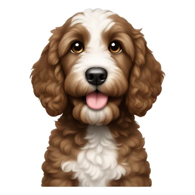 Dark brown goldendoodle puppy white near nose and white spot on top of head sticker