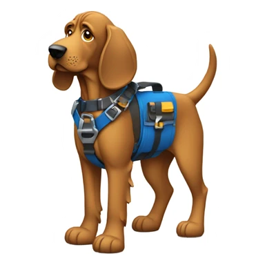 blue bloodhound with a tool belt. sticker
