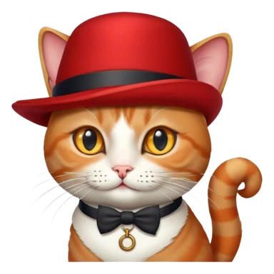 The cat with monocle on the right eye and with red hat in the left arm sticker
