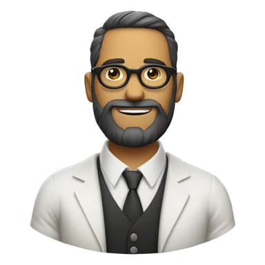 hombre con rodete, lentes circulares y barba, vestido con ropa ubana sticker