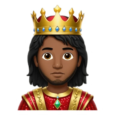 King Solomon from The Bible with black hair,  red sequin outfit sticker