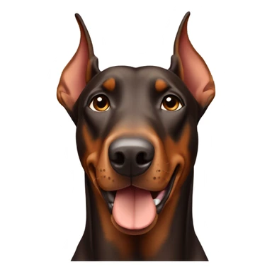 Brown Doberman without cropped ears looking forward and happy  sticker