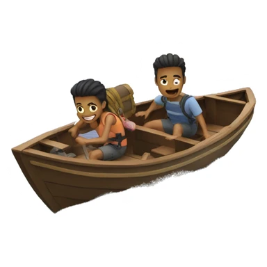 two friends escaping on boat sticker
