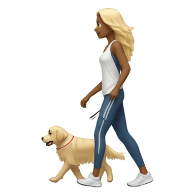 Woman wearing athleisure walking white golden retriever sticker