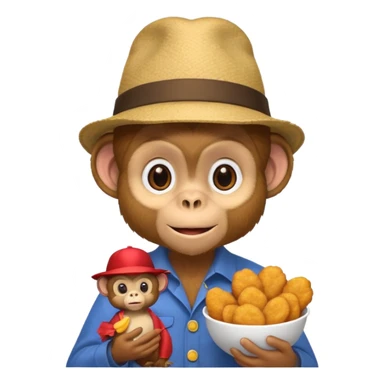 Monkey with a hat and chicken nuggets sticker