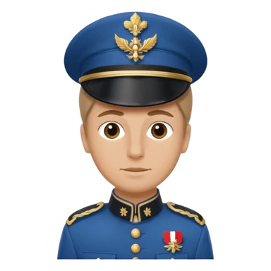 French soldier private rank, simple blue uniform, shako hat sticker