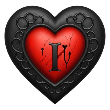 Can you make a heart with a gothic design, I want black and blood red colors . I want the letter I in the middle of the heart sticker