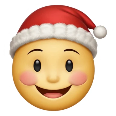 smiley face with closed eyes in a red Christmas hat sticker