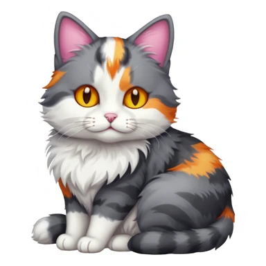 full body dark grey and white cat cuddling a colourful light patched calico + white tabby cat  sticker