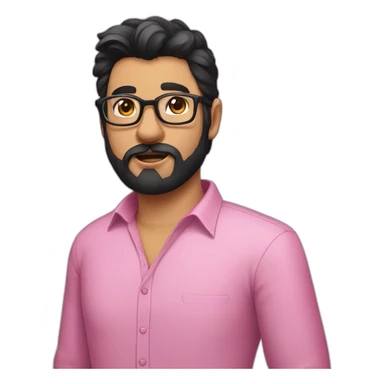 bearded cat man with black hair with glasses and pink shirt sticker