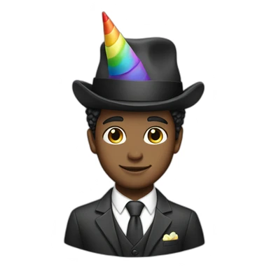 Posh-boy-with-suit-and-rainbow-unicorn-hat sticker