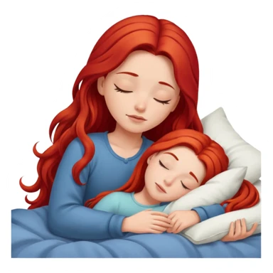 Red long hair girl sleeping in bed alone sticker