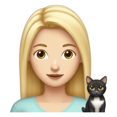 Blond white girl with 2 cats  one brown and one black sticker