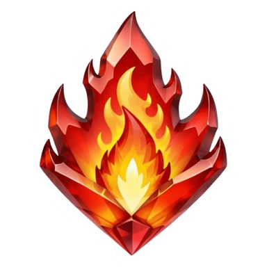 Red flaming crystal with a $ carved into the center of the crystal. sticker