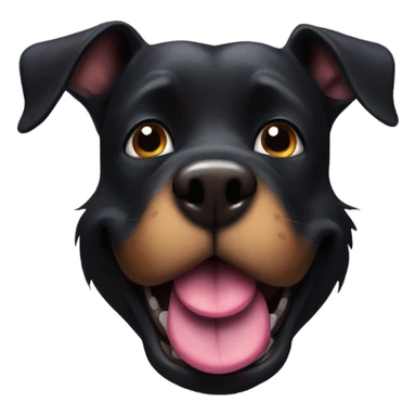 black dog tongue out with a moustache sticker