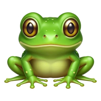 Cinematic Cute Green Tree Frog Portrait Emoji, Head tilted playfully and inquisitively, featuring a charmingly compact form with vivid green, slightly textured skin, prominent sticky toe pads, and round, sparkling eyes full of playful wonder, Simplified yet irresistibly adorable features, highly detailed, glowing with a warm, inviting jungle glow, high shine, affectionate and lively, stylized with a touch of tropical whimsy, soft glowing outline, capturing the essence of a mischievous yet loving frog that seems as if it could hop out of the screen into your arms! sticker