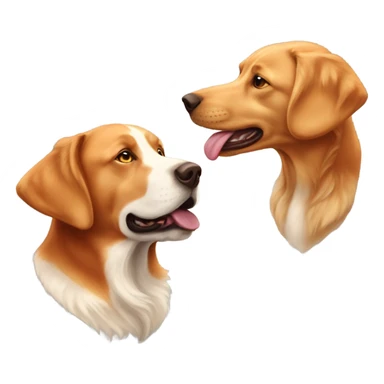 Fox red Labrador and white curly golden retriever playing sticker