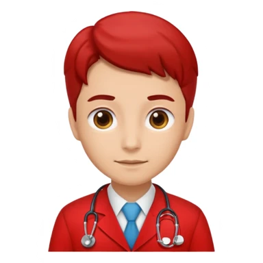 doctor with red uniform sticker