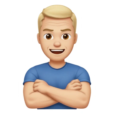 arms crossed around neck angry laughing guy sticker