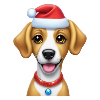 Lisa frank Christmas sparkle￼ dog with Santa hat sticker