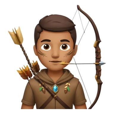 The classic hunter image with a bow and arrow on his back, dressed in brown with some animal made decorations sticker