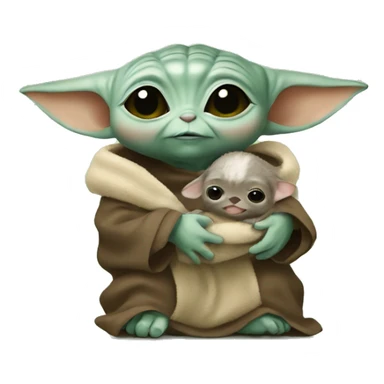 Baby yoda holding baby otter sticker