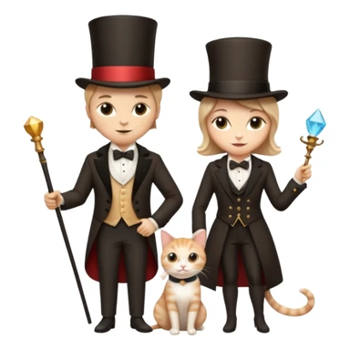 magician couple and their pet cat sticker