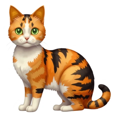 full body anxious looking colourful light calico tabby cat with large patchy patterns sticker