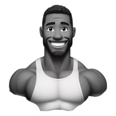 Giga Chad smiling black and white musculation meme a little from profile sticker