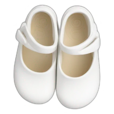 seamless baby clog shoe, top view, white sticker