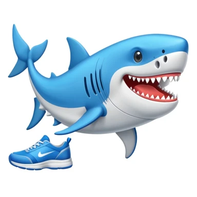 Un tiburón con zapatos tenis azules
 sticker