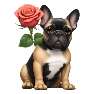French bulldog black and tan with rose sticker