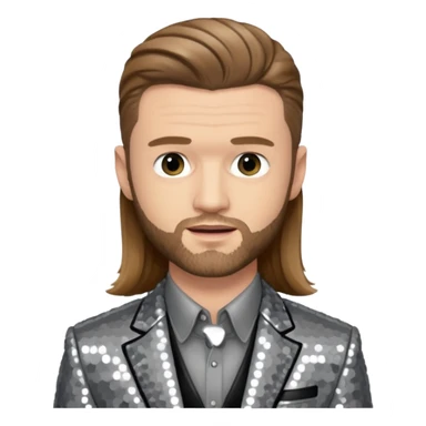 Justin Timberlake with long light brown hair, grey sequin tour outfit  sticker