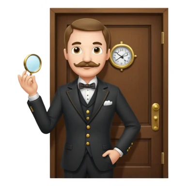 emoji of a gentleman with moustache and monocle standing nearby door welcoming you sticker