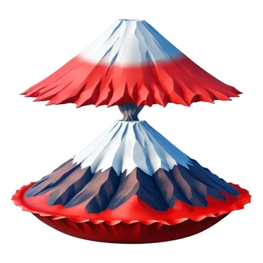 Create a 3D Mount Fuji with red color. There must be no clouds on top. sticker