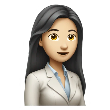 successful pretty long haired asian girl working in finance sticker