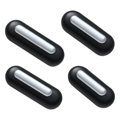 Minimalistic futuristic black medicine pills pack emoji, metallic black and white, reflective sleek surfaces, flat vector design, high-tech clean UI icon sticker