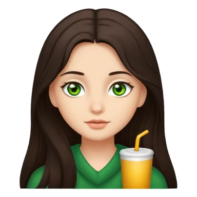 Cozy girl long dark brown hair and green/ hazel eyes sticker