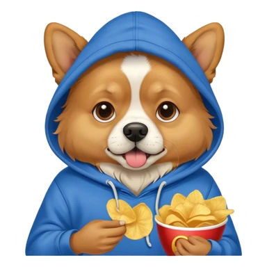 Dog wearing hoodie and eating chips  sticker
