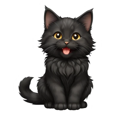 cinematic-yawning black-maine-coon-kitten-portrait-emoji,-head-tilted-playfully-and-inquisitively,-sleek--black-fur,-simplified-yet-adorable-features,-highly-detailed,-glowing-with-a-warm,-friendly-glow  sticker