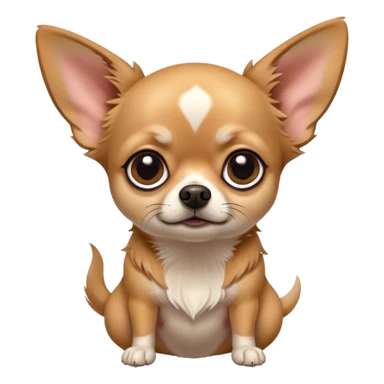 Cinematic Grumpy Fawn Short Haired Chihuahua Portrait Emoji, Head tilted slightly with a deeply unimpressed expression, thick fawn fur with a slight sheen, large, droopy dark eyes narrowed into an unamused glare, ears slightly drooping in exasperation, Simplified yet comically expressive features, highly detailed, glowing with a dry, sarcastic glow, high shine, effortlessly judgmental yet dignified, stylized with a touch of cynicism, bright but brooding, soft glowing outline, capturing the essence of an eternally unimpressed yet endearing pup, so lifelike it feels like it could sigh heavily at you in disdain at any moment! sticker