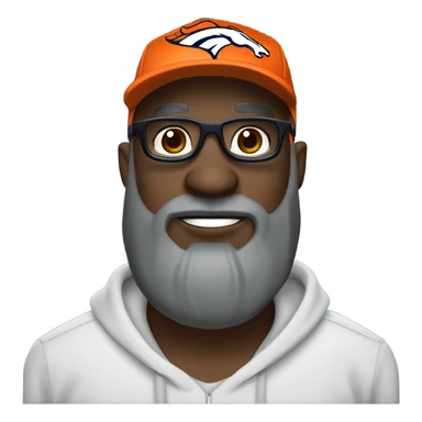 Bald black guy dark grey long beard wearing Denver broncos cap and sunglasses  sticker