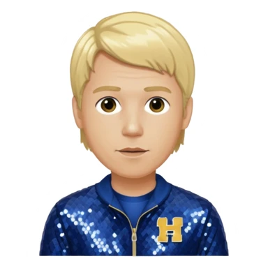Bill Sage as Coach Heider from Mysterious Skin with light skin, golden blonde hair, dark blue sequin outfit sticker