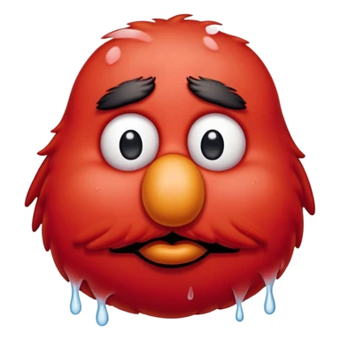 A sad Elmo with tears in his eyes, looking down sticker